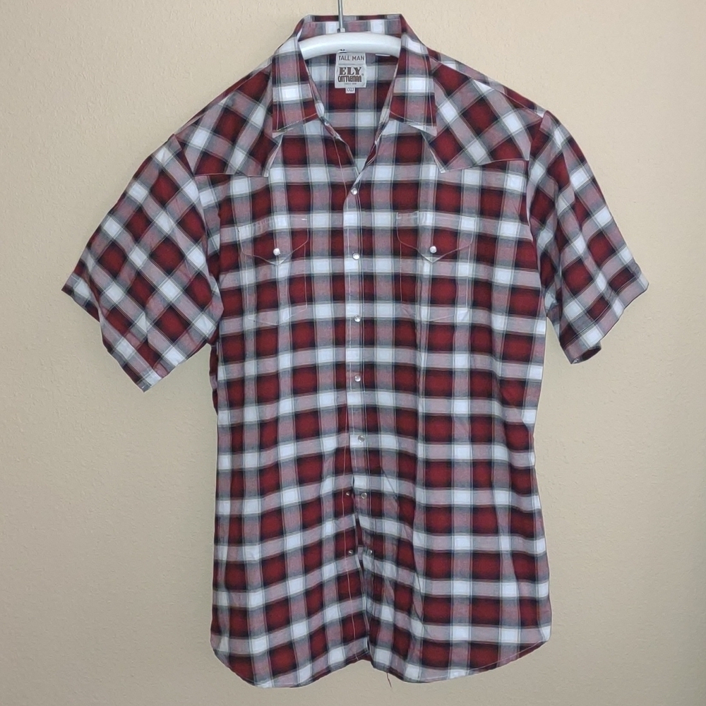 Ely Cattleman Tall Man Pearl Snap Short Sleeve Shirt Size XXLT